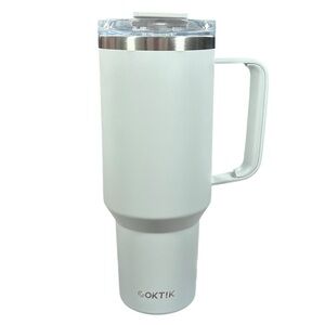 Coktik Light Grey Comfort Grip Handle 40 oz Insulated Tumbler Cup Travel Mug